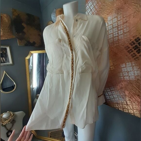 Nwt Zara Limited Edition Beaded Sheer Blouse - Picture 6 of 15